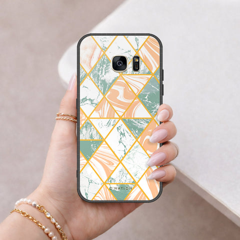 Samsung Galaxy S7 Cover - O'Nation Shades of Marble Series - HQ Ultra Shine Premium Infinity Glass Soft Silicon Borders Case