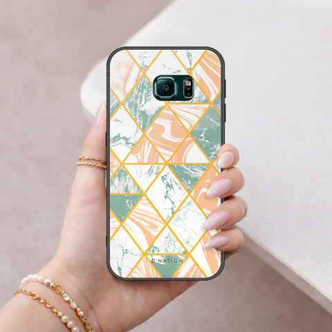 Samsung Galaxy S6 Edge Cover - O'Nation Shades of Marble Series - HQ Ultra Shine Premium Infinity Glass Soft Silicon Borders Case