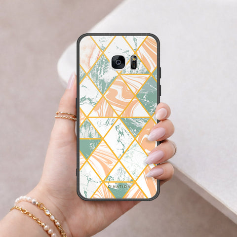 Samsung Galaxy S7 Edge Cover - O'Nation Shades of Marble Series - HQ Ultra Shine Premium Infinity Glass Soft Silicon Borders Case