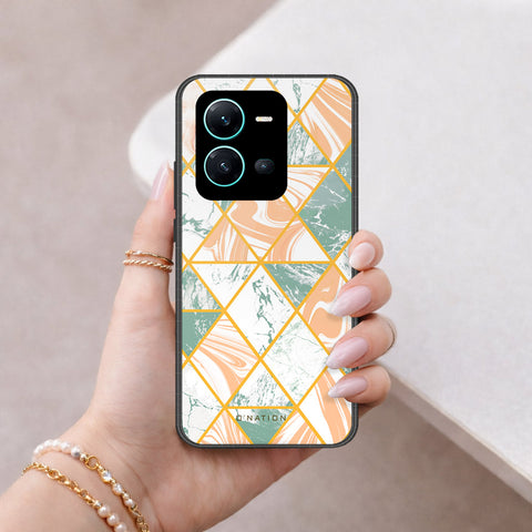 Vivo V25 5G Cover - O'Nation Shades of Marble Series - HQ Ultra Shine Premium Infinity Glass Soft Silicon Borders Case