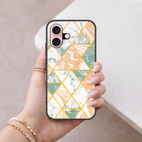 iPhone 16 - O'Nation Shades of Marble Series - HQ Ultra Shine Premium Infinity Glass Soft Silicon Borders Case