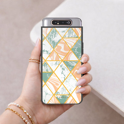 Samsung Galaxy A80 Cover - O'Nation Shades of Marble Series - HQ Ultra Shine Premium Infinity Glass Soft Silicon Borders Case