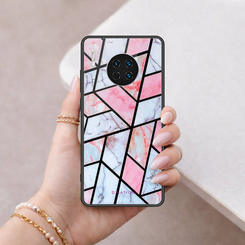 Huawei Mate 30 Cover - O'Nation Shades of Marble Series - HQ Ultra Shine Premium Infinity Glass Soft Silicon Borders Case
