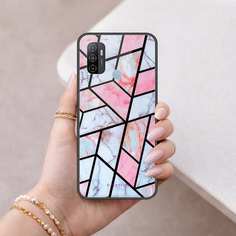 Oppo A53 Cover - O'Nation Shades of Marble Series - HQ Ultra Shine Premium Infinity Glass Soft Silicon Borders Case
