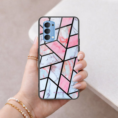 Oppo Reno 4 Cover - O'Nation Shades of Marble Series - HQ Ultra Shine Premium Infinity Glass Soft Silicon Borders Case