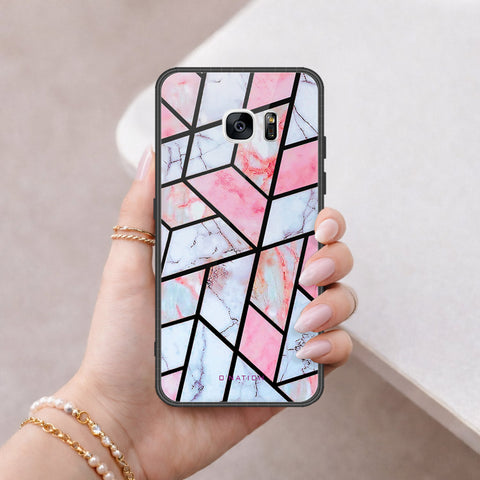 Samsung Galaxy S7 Edge Cover - O'Nation Shades of Marble Series - HQ Ultra Shine Premium Infinity Glass Soft Silicon Borders Case
