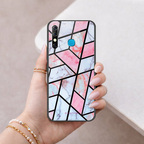 Infinix Hot 8 Cover - O'Nation Shades of Marble Series - HQ Ultra Shine Premium Infinity Glass Soft Silicon Borders Case