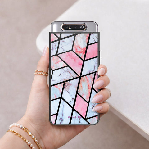 Samsung Galaxy A80 Cover - O'Nation Shades of Marble Series - HQ Ultra Shine Premium Infinity Glass Soft Silicon Borders Case