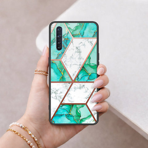 Oppo F15 Cover - O'Nation Shades of Marble Series - HQ Ultra Shine Premium Infinity Glass Soft Silicon Borders Case