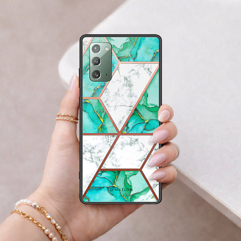 Samsung Galaxy Note 20 Cover - O'Nation Shades of Marble Series - HQ Ultra Shine Premium Infinity Glass Soft Silicon Borders Case