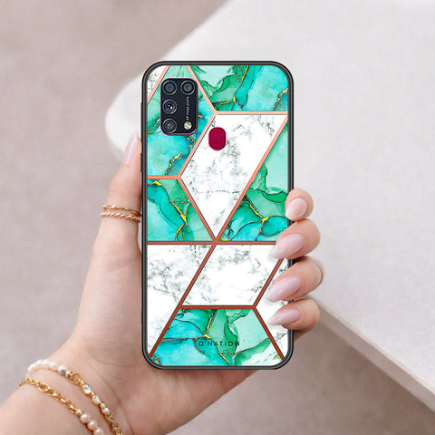 Samsung Galaxy M31 Cover - O'Nation Shades of Marble Series - HQ Ultra Shine Premium Infinity Glass Soft Silicon Borders Case