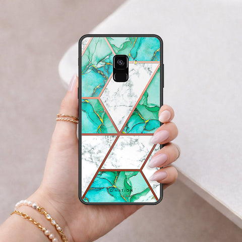 Samsung Galaxy A8 2018 Cover - O'Nation Shades of Marble Series - HQ Ultra Shine Premium Infinity Glass Soft Silicon Borders Case