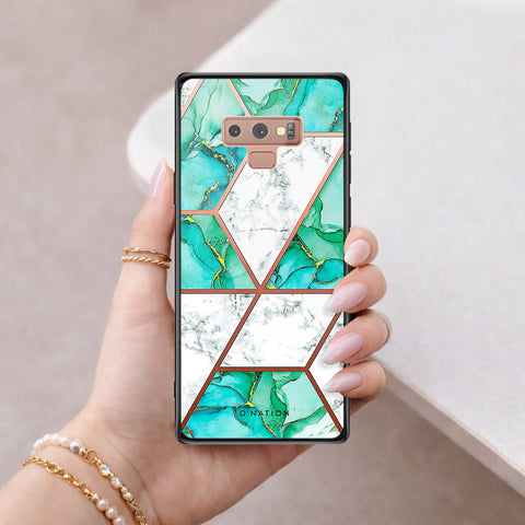 Samsung Galaxy Note 9 Cover - O'Nation Shades of Marble Series - HQ Ultra Shine Premium Infinity Glass Soft Silicon Borders Case