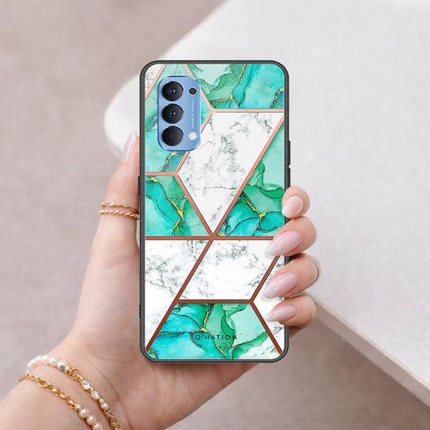 Oppo Reno 4 Cover - O'Nation Shades of Marble Series - HQ Ultra Shine Premium Infinity Glass Soft Silicon Borders Case
