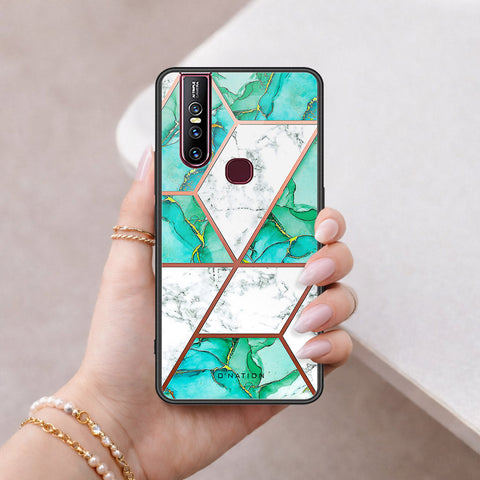 Vivo V15 Cover - O'Nation Shades of Marble Series - HQ Ultra Shine Premium Infinity Glass Soft Silicon Borders Case