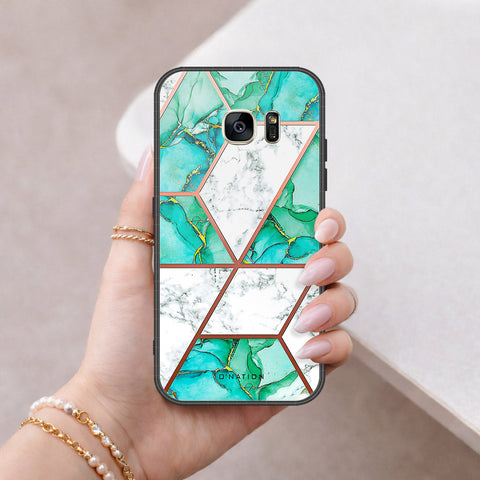 Samsung Galaxy S7 Cover - O'Nation Shades of Marble Series - HQ Ultra Shine Premium Infinity Glass Soft Silicon Borders Case