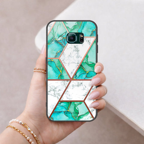 Samsung Galaxy S6 Edge Cover - O'Nation Shades of Marble Series - HQ Ultra Shine Premium Infinity Glass Soft Silicon Borders Case
