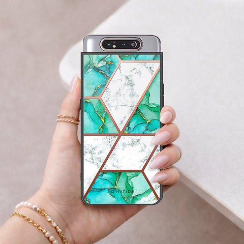 Samsung Galaxy A80 Cover - O'Nation Shades of Marble Series - HQ Ultra Shine Premium Infinity Glass Soft Silicon Borders Case