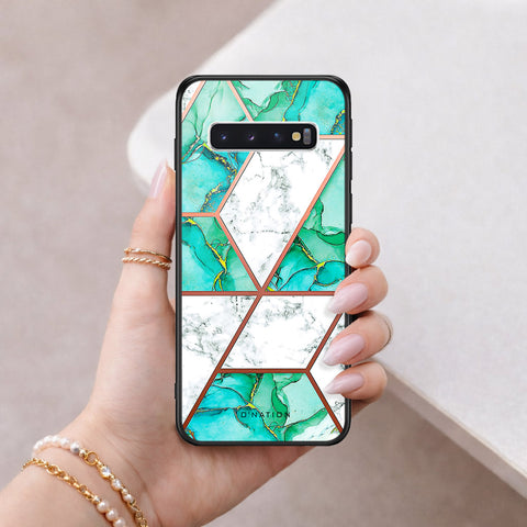 Samsung Galaxy S10 Cover - O'Nation Shades of Marble Series - HQ Ultra Shine Premium Infinity Glass Soft Silicon Borders Case
