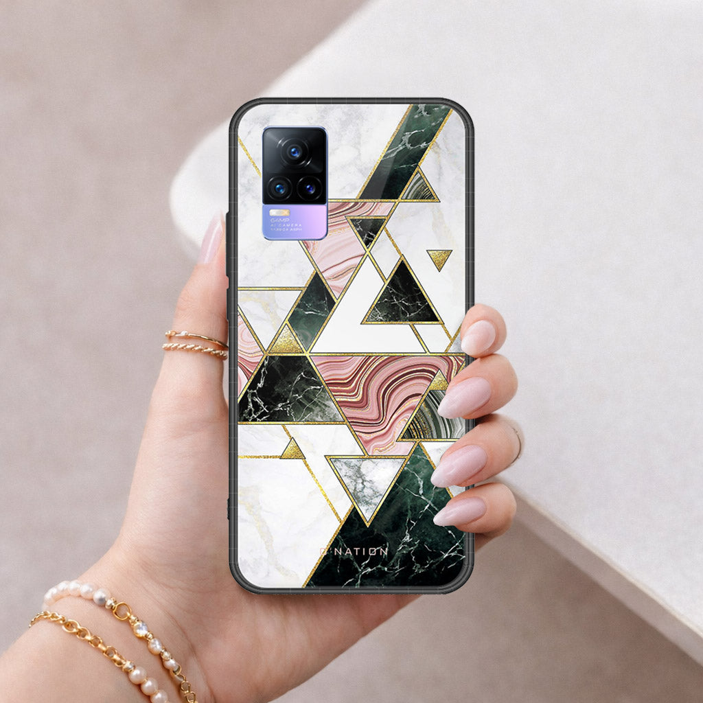 Vivo V21e Cover - O'Nation Shades of Marble Series - HQ Ultra Shine Premium Infinity Glass Soft Silicon Borders Case (Fast Delivery)