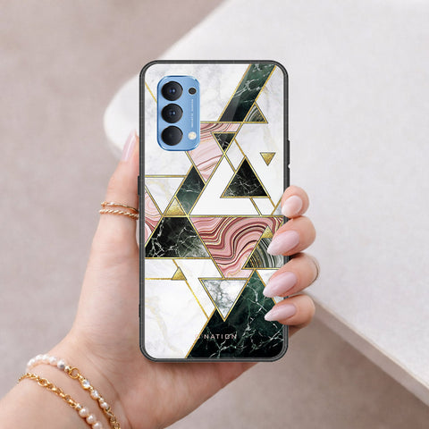Oppo Reno 4 Cover - O'Nation Shades of Marble Series - HQ Ultra Shine Premium Infinity Glass Soft Silicon Borders Case