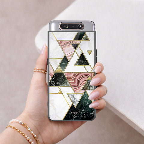 Samsung Galaxy A80 Cover - O'Nation Shades of Marble Series - HQ Ultra Shine Premium Infinity Glass Soft Silicon Borders Case