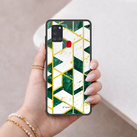 Samsung Galaxy A21s Cover - O'Nation Shades of Marble Series - HQ Ultra Shine Premium Infinity Glass Soft Silicon Borders Case