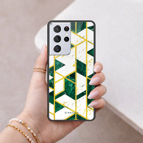 Samsung Galaxy S21 Ultra 5G Cover - O'Nation Shades of Marble Series - HQ Ultra Shine Premium Infinity Glass Soft Silicon Borders Case