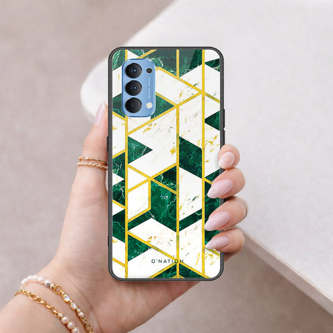 Oppo Reno 4 Cover - O'Nation Shades of Marble Series - HQ Ultra Shine Premium Infinity Glass Soft Silicon Borders Case