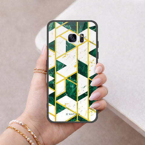 Samsung Galaxy S7 Edge Cover - O'Nation Shades of Marble Series - HQ Ultra Shine Premium Infinity Glass Soft Silicon Borders Case