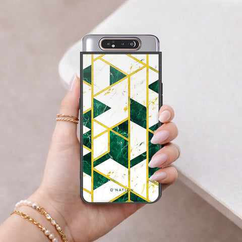 Samsung Galaxy A80 Cover - O'Nation Shades of Marble Series - HQ Ultra Shine Premium Infinity Glass Soft Silicon Borders Case
