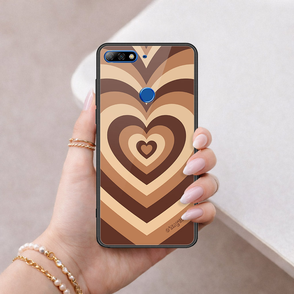Huawei Honor 7C Cover - O'Nation Heartbeat Series - HQ Ultra Shine Premium Infinity Glass Soft Silicon Borders Case