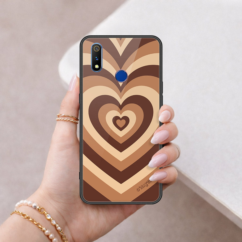 Realme 3 Cover - O'Nation Heartbeat Series - HQ Ultra Shine Premium Infinity Glass Soft Silicon Borders Case