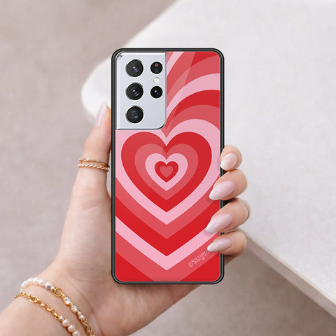 Samsung Galaxy S21 Ultra 5G Cover - O'Nation Heartbeat Series - HQ Ultra Shine Premium Infinity Glass Soft Silicon Borders Case