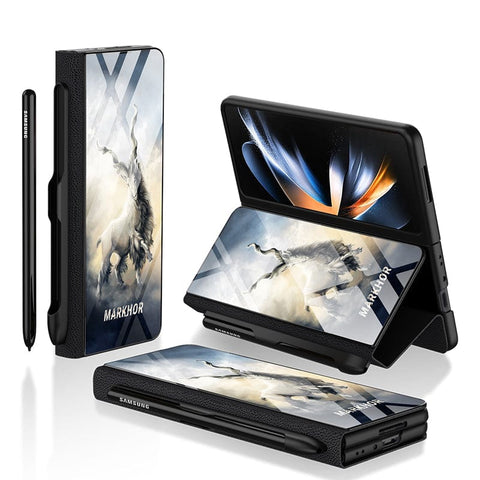 Samsung Galaxy Z Fold 3 5G Cover - Markhor Series - D294 - HQ Ultra Shine Premium Infinity Glass Soft Silicon Borders Case ( Fast Delivery )