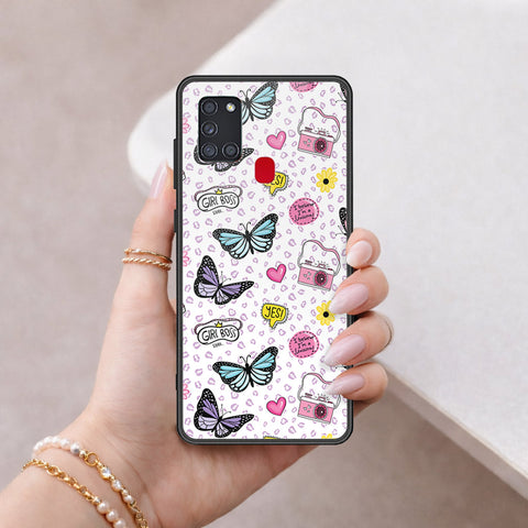 Samsung Galaxy A21s Cover - Vanilla Dream Series - HQ Ultra Shine Premium Infinity Glass Soft Silicon Borders Case