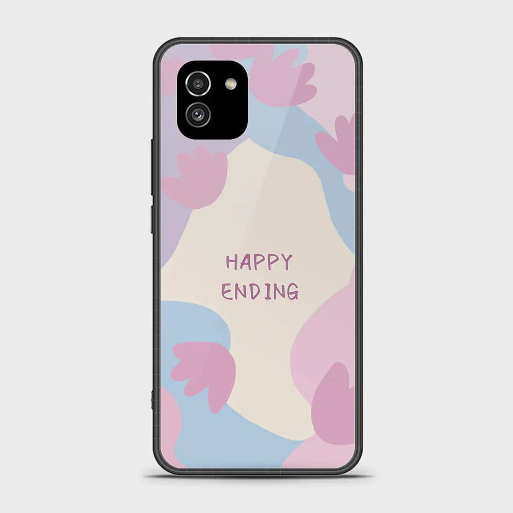 Samsung Galaxy A03 Cover - Happy Series - HQ Ultra Shine Premium Infinity Glass Soft Silicon Borders Case (Fast Delivery)