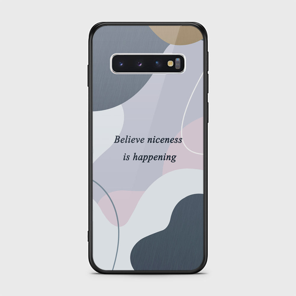 Samsung Galaxy S10 Cover - Happy Series - D11 -HQ Ultra Shine Premium Infinity Glass Soft Silicon Borders Case ( Fast Delivery )