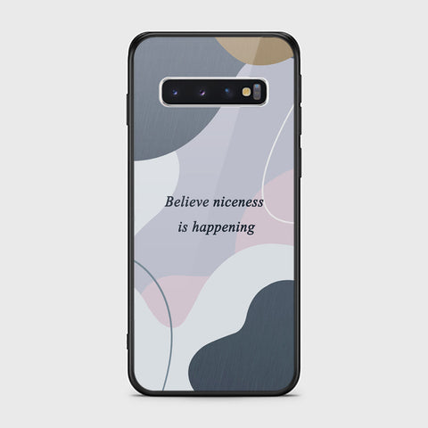 Samsung Galaxy S10 Cover - Happy Series - D11 -HQ Ultra Shine Premium Infinity Glass Soft Silicon Borders Case ( Fast Delivery )