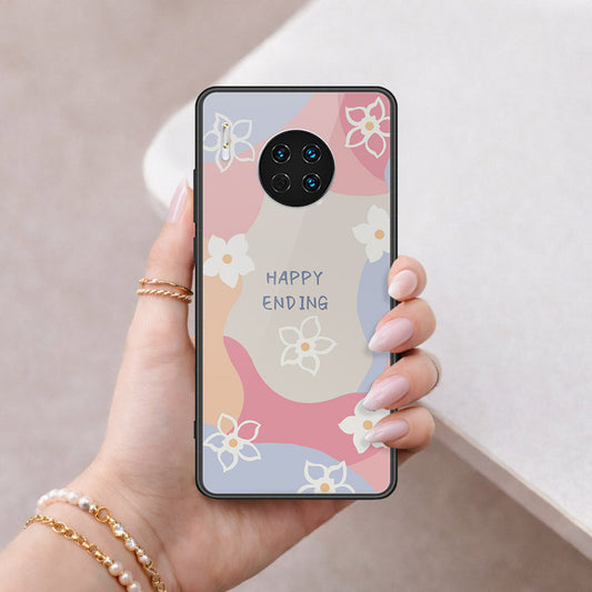 Huawei Mate 30 Cover - Happy Series - HQ Ultra Shine Premium Infinity Glass Soft Silicon Borders Case