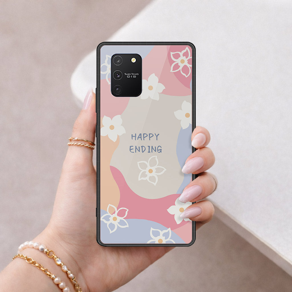 Samsung Galaxy A91 Cover - Happy Series - HQ Ultra Shine Premium Infinity Glass Soft Silicon Borders Case