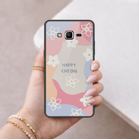 Samsung Galaxy J2 Prime Cover - Happy Series - HQ Ultra Shine Premium Infinity Glass Soft Silicon Borders Case