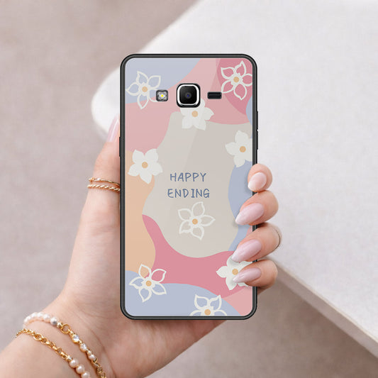 Samsung Galaxy Grand Prime Cover - Happy Series - HQ Ultra Shine Premium Infinity Glass Soft Silicon Borders Case