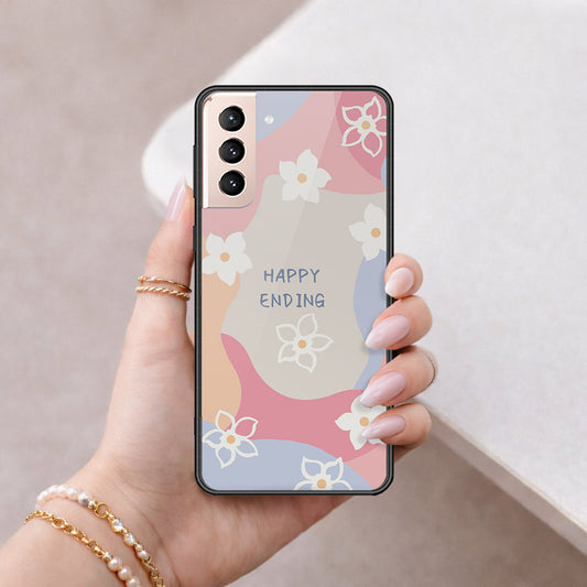 Samsung Galaxy S21 5G Cover - Happy Series - HQ Ultra Shine Premium Infinity Glass Soft Silicon Borders Case