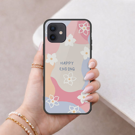 iPhone 12 Mini Cover - Happy Series - HQ Ultra Shine Premium Infinity Glass Soft Silicon Borders Case