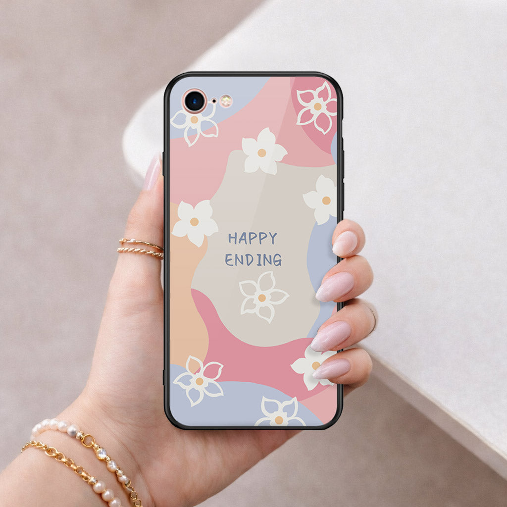 iPhone SE 2022 - Happy Series - HQ Ultra Shine Premium Infinity Glass Soft Silicon Borders Case