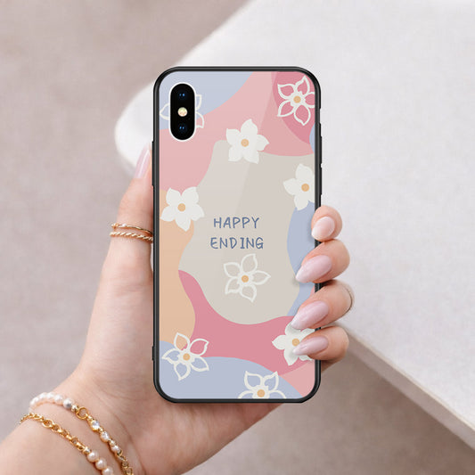 iPhone XS / X - Happy Series - HQ Ultra Shine Premium Infinity Glass Soft Silicon Borders Case