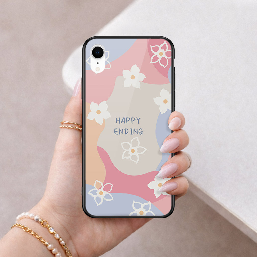 iPhone XR - Happy Series - HQ Ultra Shine Premium Infinity Glass Soft Silicon Borders Case