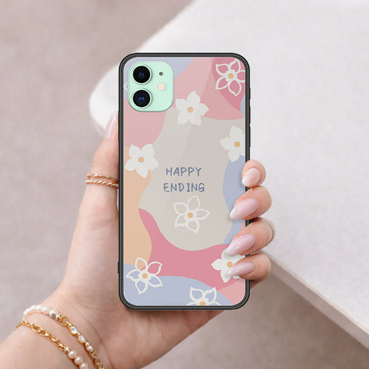 iPhone 11 - Happy Series - HQ Ultra Shine Premium Infinity Glass Soft Silicon Borders Case