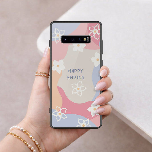 Samsung Galaxy S10 Plus Cover - Happy Series - HQ Ultra Shine Premium Infinity Glass Soft Silicon Borders Case